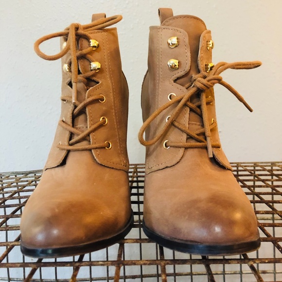 NINE WEST Ombré Tan Black Ankle Boots sz 7 - Picture 2 of 8